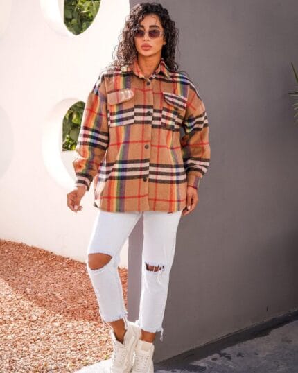 ژاکت چهارخونه اسپرت زنانه