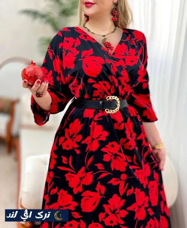 پیراهن قرمز گلدار شب یلدا