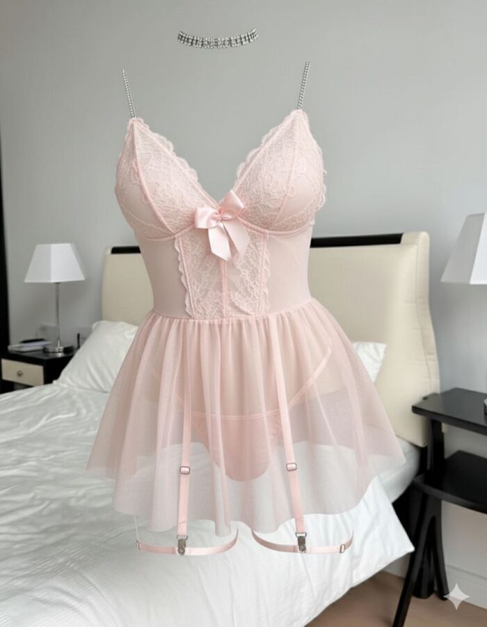 لباس خواب دامن‌دار زنجیری هارنی کد 9032 - Image 4