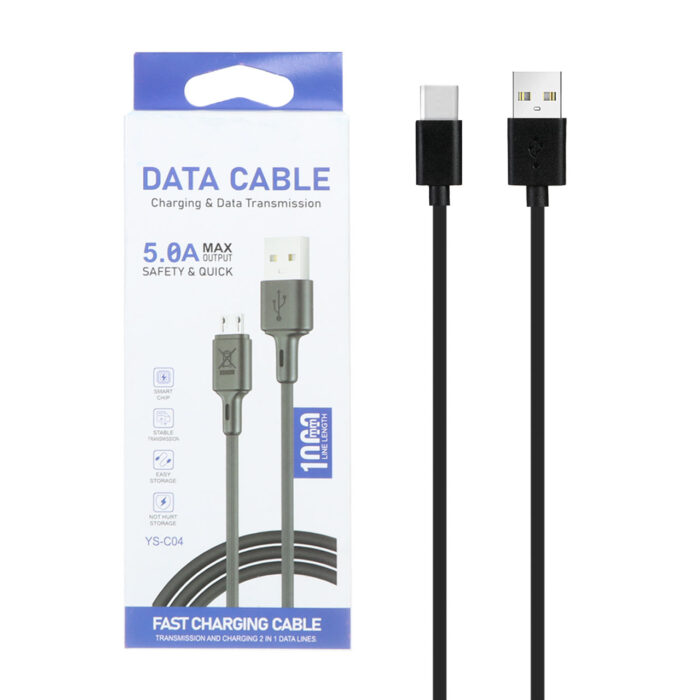 کابل شارژ فست Type-C مدل YS-C04 - مشکی - BSA - Image 1